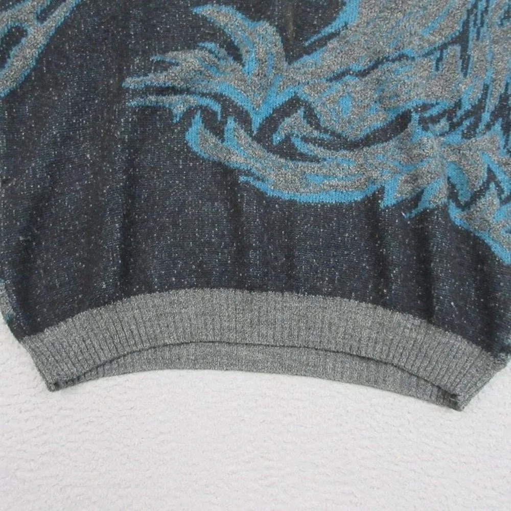 Vintage Mondo Italy Men XL Wool Dragon Zebra Graphic Sweater 80s 90s Hip Hop